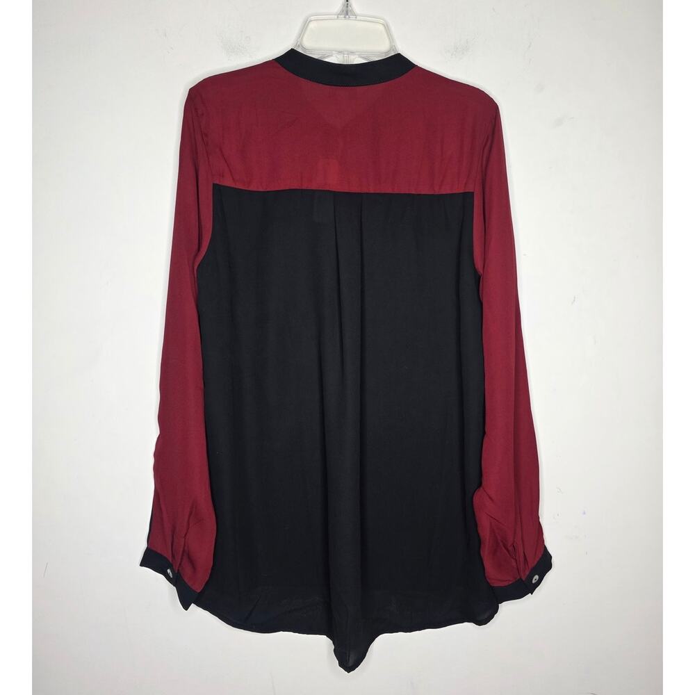 NWT Charming Charlie black wine long sleeve button down shirt - small - Picture 3 of 5